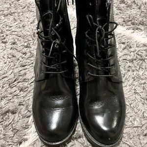 Black Lace-Up Women's Boots